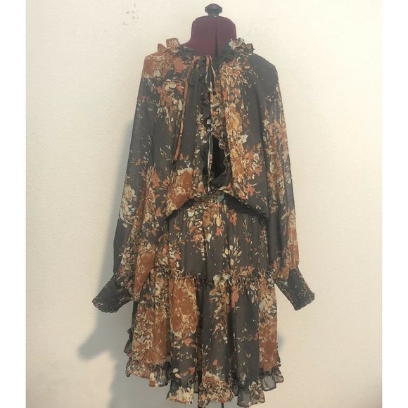 Aniche Boutique Santa Sofia Floral And Gold Peasant Dress Women Small Open Back - Picture 3 of 12